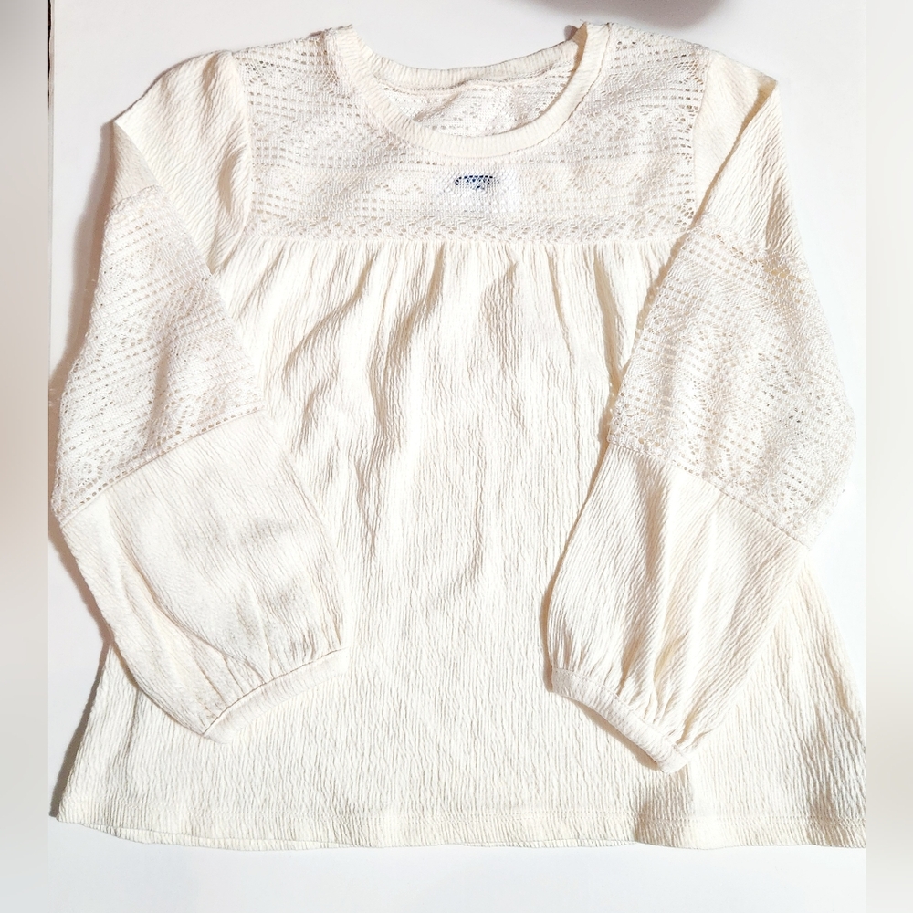 Old Navy Girl's Cream Lace Detail Top Size: 8 M